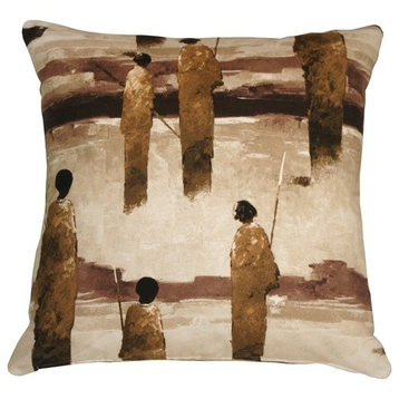 Pillow Decor - Masai Warrior 22 x 22 Throw Pillow, Brown