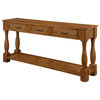 63" Farmhouse Style Wood Console Table with Three Drawers, Brown