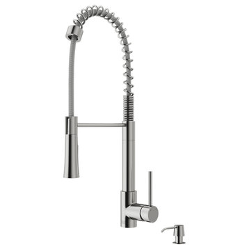VIGO Laurelton Pull-Down Kitchen Faucet With Soap Dispenser, Stainless Steel