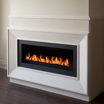 Linear fireplace mantel
