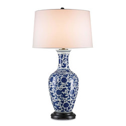 Currey & Company Vera Table Lamp in Blue and White - Table Lamps