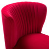 Set of 2 Accent Chair, Angled Legs With Velvet Seat & Channeled Back, Red