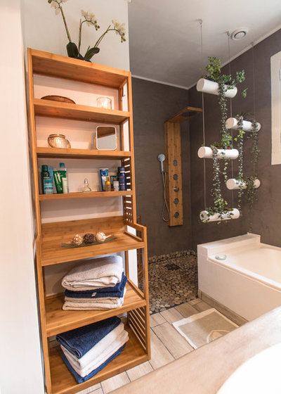 Avant/après : la rénovation petit budget d'une salle de bains zen Zen Créatif à salle manger