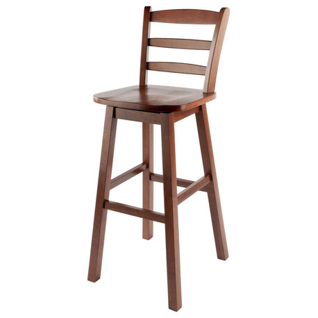 Scalera Ladder-back Swivel Seat Bar Stool, Walnut