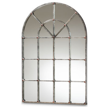 Luciila Vintage Farmhouse Antique Silver Arched Window Accent Wall Mirror
