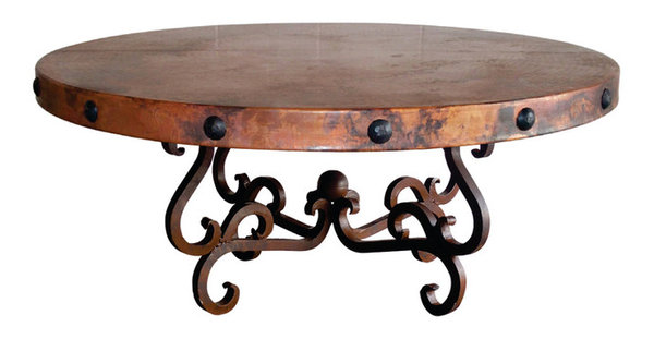 Round Wrought Iron Coffee Table With 48 Hand Hammered Copper Round Wrought Iron Coffee Table With 48 Hand Hammered Copper Top