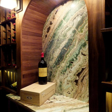 Decanting Niche Highlighted with Onyx Counter and Wall Display