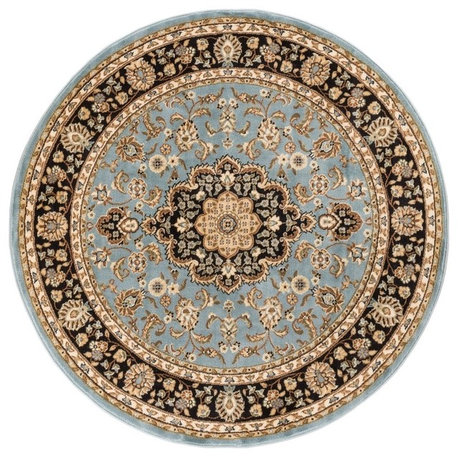 Well Woven Barclay Medallion Kashan Traditional Light Blue Round Rug 3'11" Round