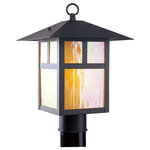 Livex Lighting - Montclair Mission Outdoor Post Head, Bronze - Bright, iridescent tiffany glass and bold lines put a fresh spin on a classic look in this beautiful Montclair Mission style outdoor post mount lantern. Made from solid brass and finished in bronze, the T-bar overlay linear details on the frame give it an architectural window-inspired look.