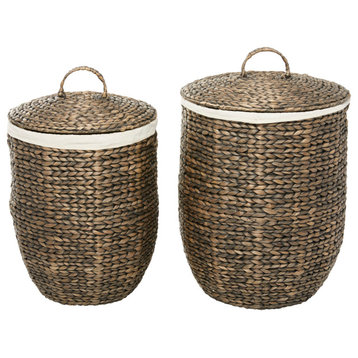 Traditional Dark Brown Seagrass Storage Basket Set 560679