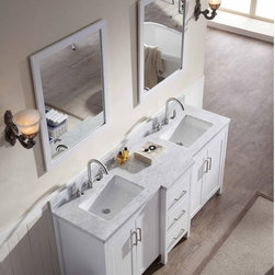 73 inch Contemporary Double Sink Bathroom Vanity Set in White Finish - Bathroom Vanities And Sink Consoles