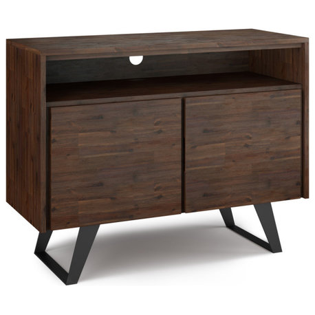 Lowry SOLID ACACIA WOOD TV Media Stand For TVs up to 70 inches, Charcoal Brown