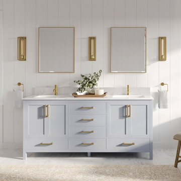Eleanor Bath Vanity, Paris Gray, 72", Double Sink, Freestanding
