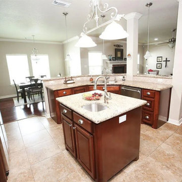 Classic Cherry Wood Kitchen  Remodeling (island view)