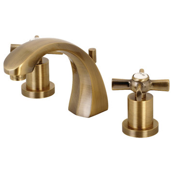Kingston Brass Widespread Bathroom Faucet With Brass Pop-Up, Antique Brass