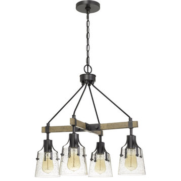 Aosta 4 Light Chandelier in Wood And Iron