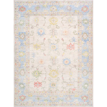 Pasargad Home Oushak Hand-Knotted Ivory Wool Area Rug-10' 3" X 13' 0"