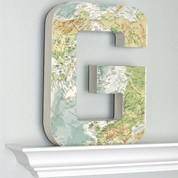 Flea Market Sunday - Large Vintage Map Letter 12 inches Tall, Home Decor - Artwork