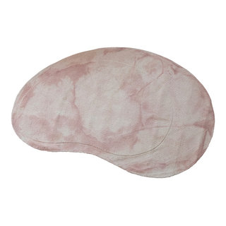 Wool and Reclaimed Cotton Organic Shaped Rug, Pink and Cream ...