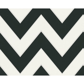 Black and White 2, Modern Crazy Stripes Circles White, Black Wallpaper Roll