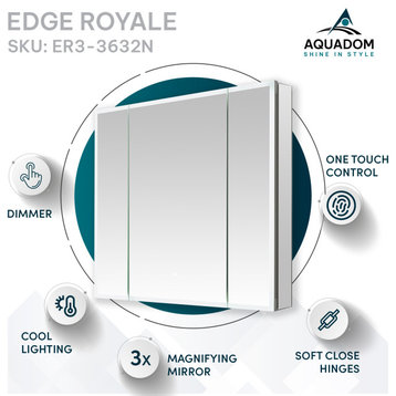 AQUADOM Edge Royale LED Lighted Medicine Cabinet 36"x32"x5"