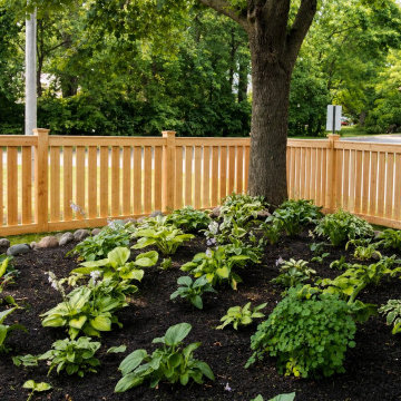 Decorative Cedar Fence for Landscaped Yard