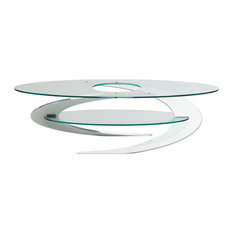 Elica Coffee Table, Polished Aluminium Frame