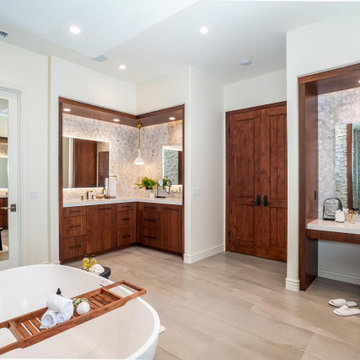 Luxury Primary Bathroom Remodel with Walnut Vanity | San Diego