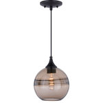 Vaxcel - Milano 8" Mini Pendant Amber Fog Glass Oil Rubbed Bronze - Beauty and pizzazz come together in this stunning addition to the Milano art glass collection. Artfully designed with a sphere of amber fog glass, this ceiling mount pendant light features an oil rubbed bronze finish. Combine that with a vintage Edison style filament bulb to complete the look. Install this mini pendant individually or in a group; ideal for kitchens, dining areas, or bar areas.