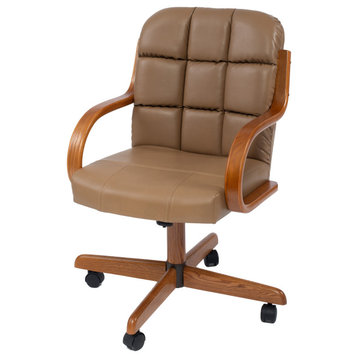 Swivel Dining Caster Chair, Brown, Brown