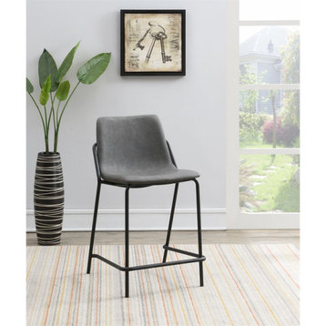 Coaster Upholstered Faux Leather Counter Height Stools in Gray