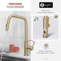 Single Handle Pull Down Touchless Kitchen Faucet, Brushed Gold
