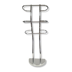 Freestanding Curved Towel Valet Holder 3 Bars Chrome Metal