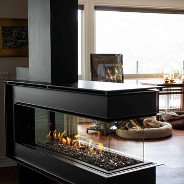 I-Beam Framed Flare Fireplace Room Definer