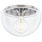 Hudson Valley Lighting - Grace 1-Light 14" Flush Mount, Polished Nickel - A series of flush mounts exploring the contrast between handcrafted glass and smoothly machined metal, Grace comes in a variety of shapes. Which one best suits your space?