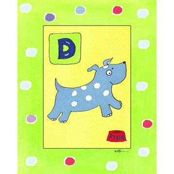 D is for Dog, Ready To Hang Canvas Kid's Wall Decor, 11 X 14