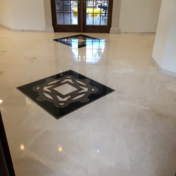 Limestone floor beautifully polished