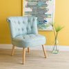 GDF Studio Donna Plush Modern Tufted Accent Chair, Light Blue
