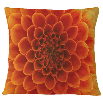 Large Dark Yellow Flower and Petals Floral Throw Pillow, 16"x16"
