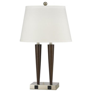 Brushed Steel/Wood Murcia 2 Light Table Lamps