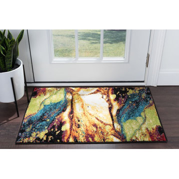 Soleil Contemporary Abstract Multi-Color Scatter Mat Rug, 2' x 3'