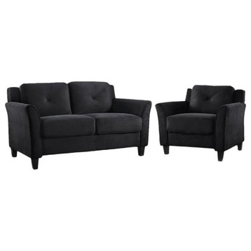 LifeStyle Solutions Hartford 2 Piece Microfiber Loveseat and Chair Set in Black