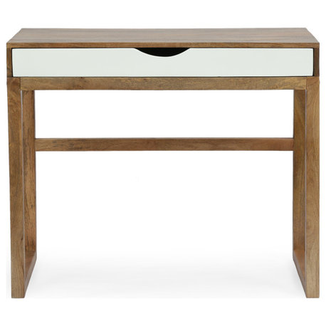 Warrenton Contemporary Handcrafted Mango Wood Desk with Storage