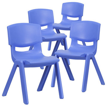 Flash Furniture 4 Pack Blue Stackable Chair, 15.5'' Seat