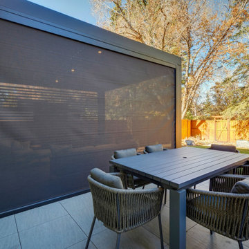 Modern Outdoor Entertainment Area W/Privacy Wall & Phantom Screens