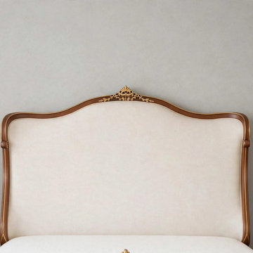 Louis XV Upholstered Headboard | Hand-Carved French Provincial Design