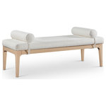 Meridian Furniture - Priscilla Upholstered Bench, Cream, Linen Textured Fabric, Natural Finish - Indulge in the allure of the Cream Linen Textured Fabric Priscilla Bench by Meridian Furniture. Its captivating design and luxurious Cream Linen Textured Fabric elevate any space with effortless elegance. Crafted with precision and durability in mind, this stunning piece becomes the focal point of gatherings, fostering moments of connection and warmth. Embrace sophistication and style with the Priscilla Bench, a testament to exquisite taste and timeless beauty.