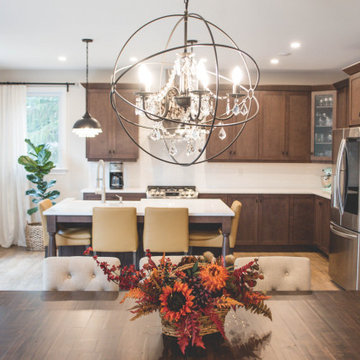 View of the kitchen from the dining table