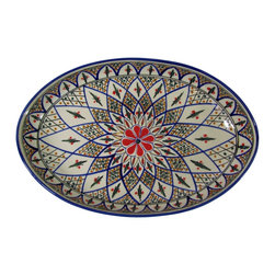 Le Souk Ceramique - Stoneware Poultry Platter, Tabarka Design - Serving Dishes And Platters