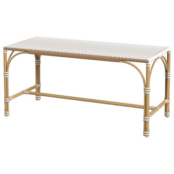 Butler Specialty Company Tobias Outdoor Rattan Dining Bench - Beige and White
